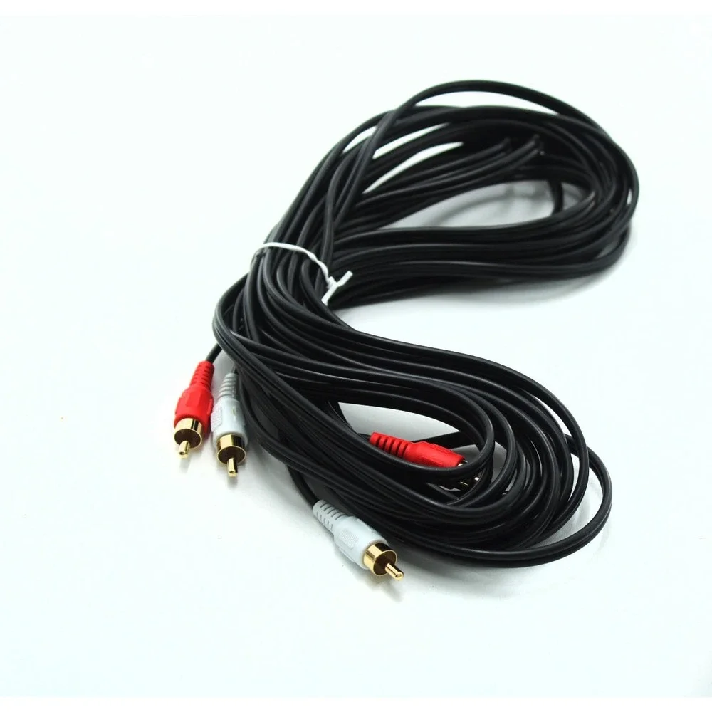 Long RCA Stereo Audio Cable 2 Male to 2 Male Gold Plated Red White Connectors